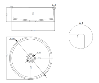 Накладная раковина Salini Armonia 02 S-Stone 130112SMRF 45см RAL полностью